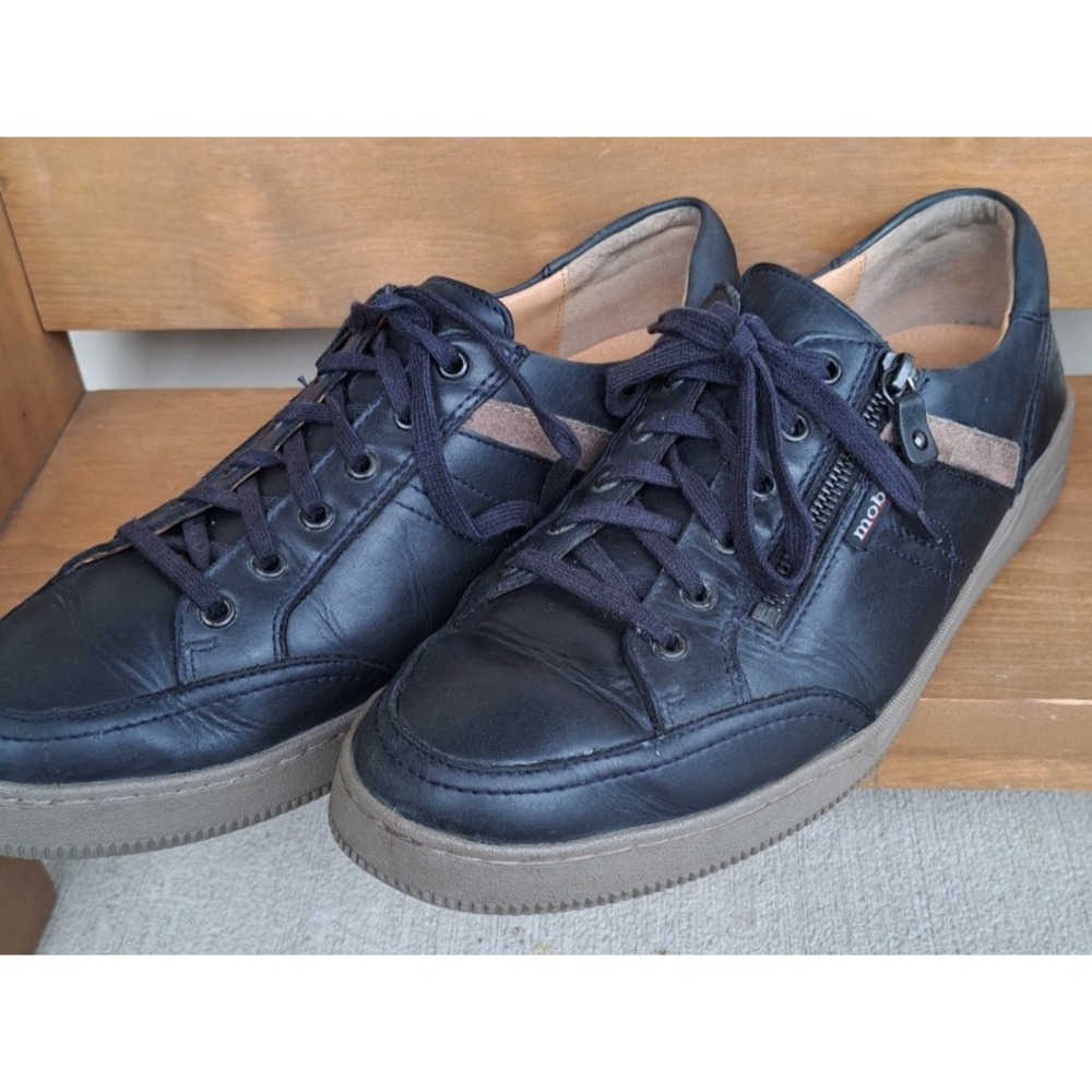 Mobils By Mephisto Men's Black Leather Lace-up Side Zipper Casual Sneakers 10.5